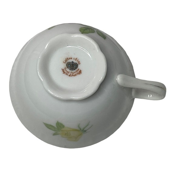 Lefton China Footed Tea Cups Saucer #2755 Gold Gilt 1950's Roses Mint Green - Picture 8 of 10